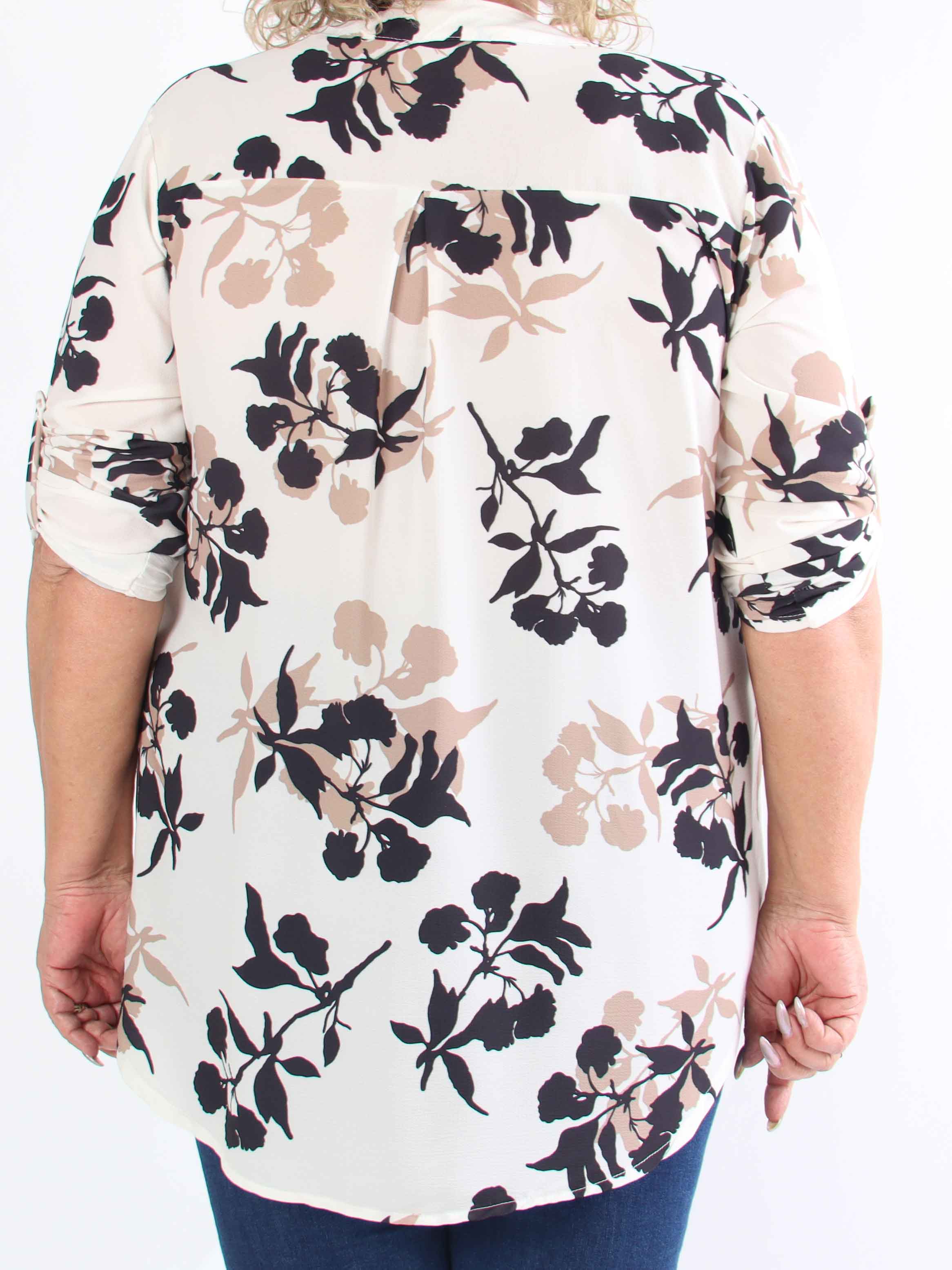 Vanesa Leaf - Let plus size tunika i viskose med bladmotiver